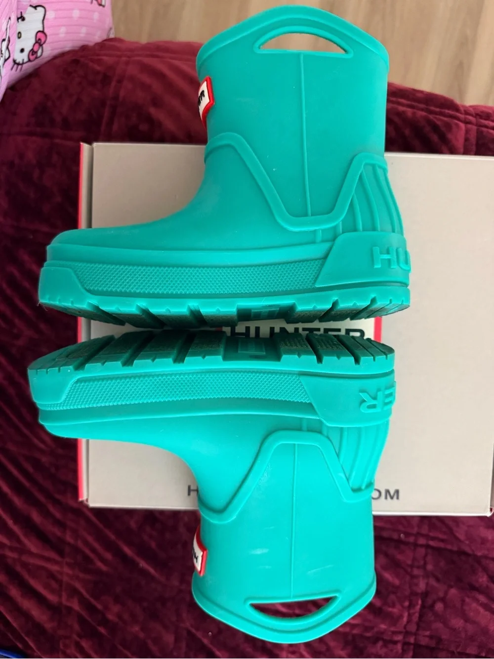 Hunter Little Kids Georgey Medium Green Waterproof Rain Boots